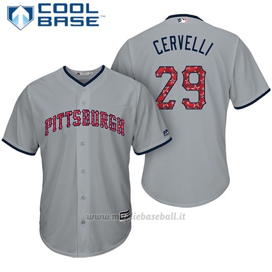 Maglia Baseball Uomo Pittsburgh Pirates 2017 Estrellas y Rayas Francisco Cervelli Grigio Cool Base